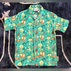 NWT Disney Aulani Resort Olu Mel Button Down Shirt Green Hawaiian Shirt Small